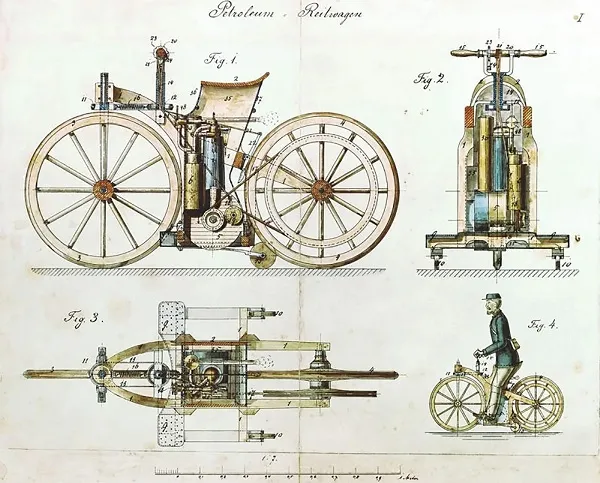 Daimler Reitwagen - перший мотоцикл від Готліба Даймлера, 1885 рік